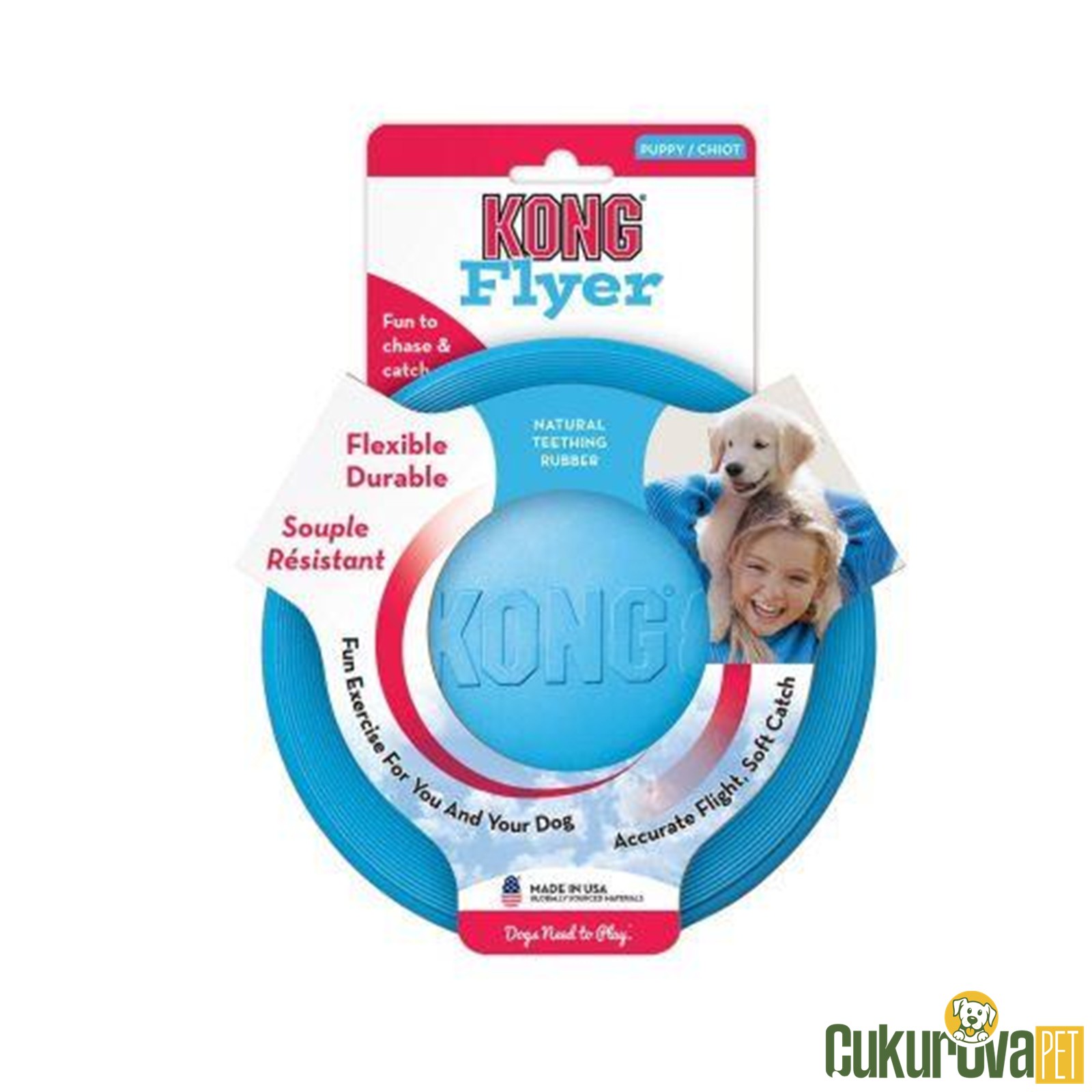 Kong Kauçuk Fri̇zbi̇ Yavru Köpek Oyuncağı - Pembe & Mavi̇