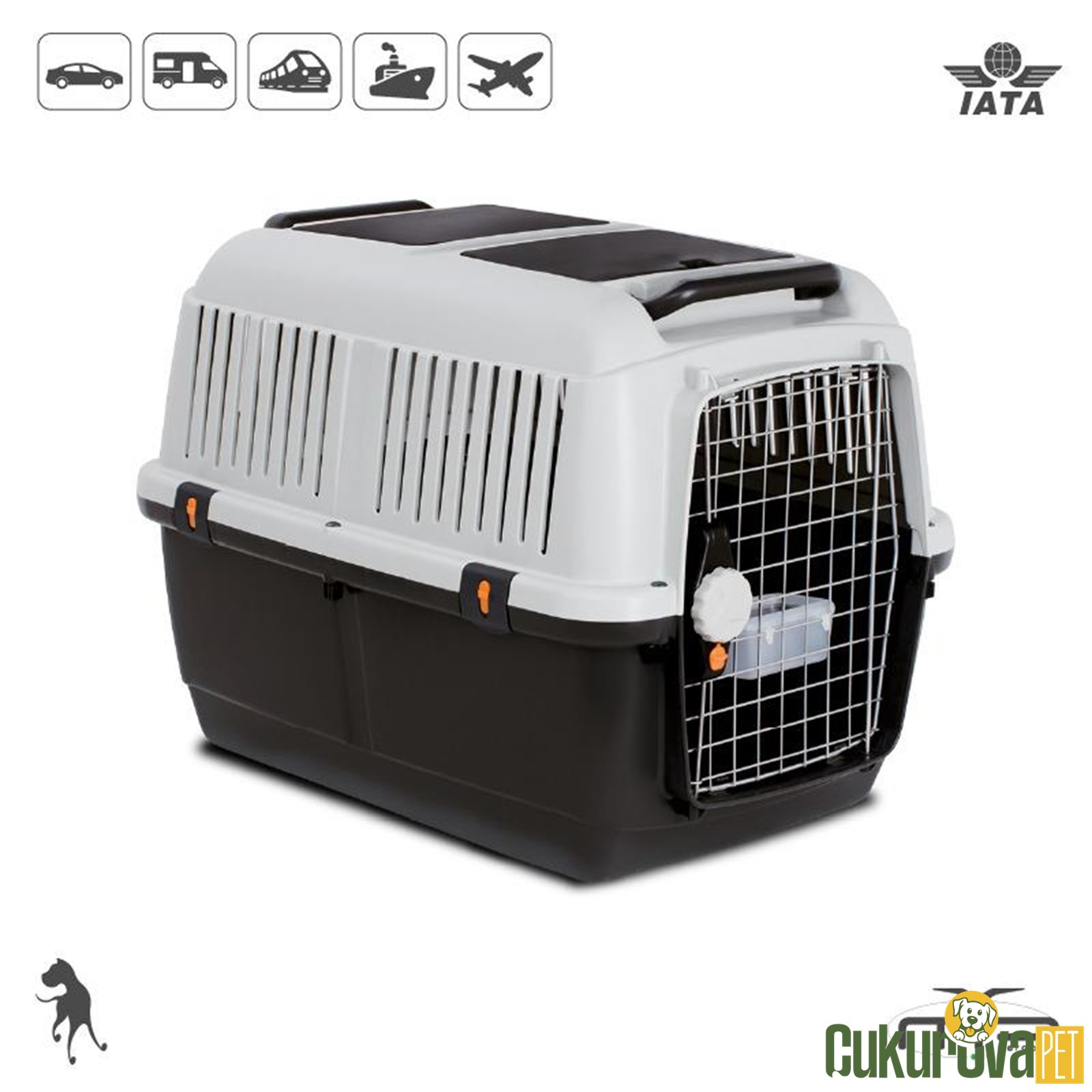 Bracco Travel 4 Metal Kapılı Kedi & Köpek Taşıma Kutusu 60 x 40 x 38 Cm ( Siyah / Gri )