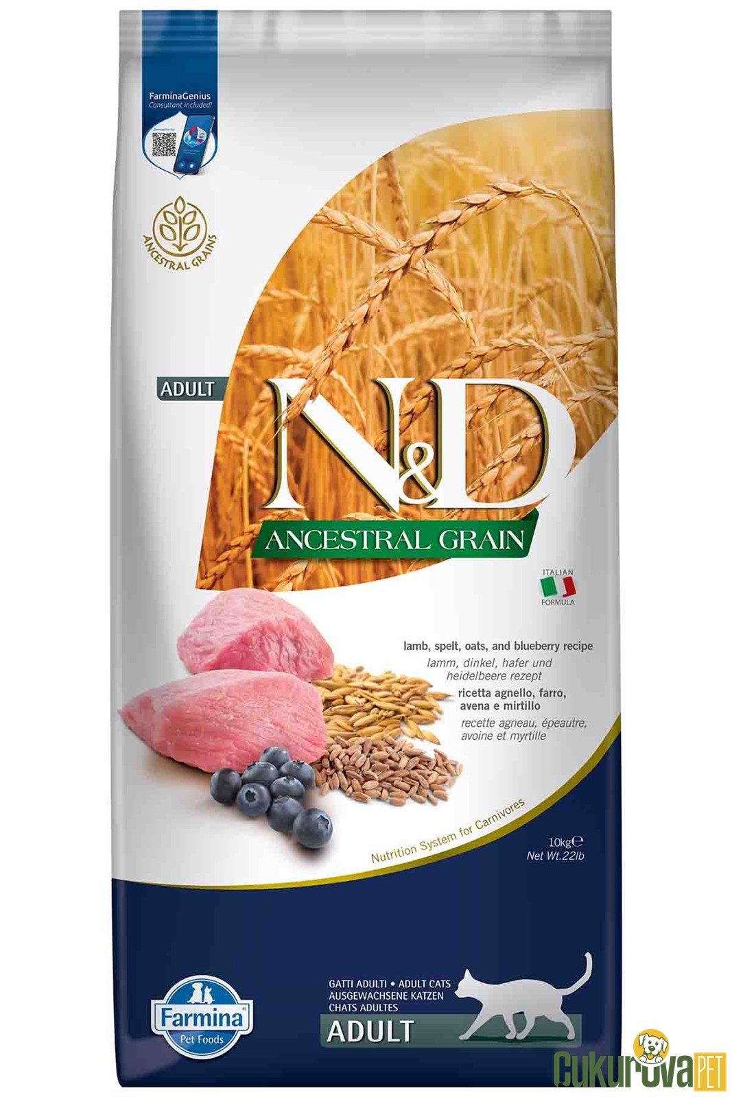 N&D Ancestral Grain Adult Kuzu Etli Ve Yaban Mersinli Yetişkin Kedi Maması 10 Kg
