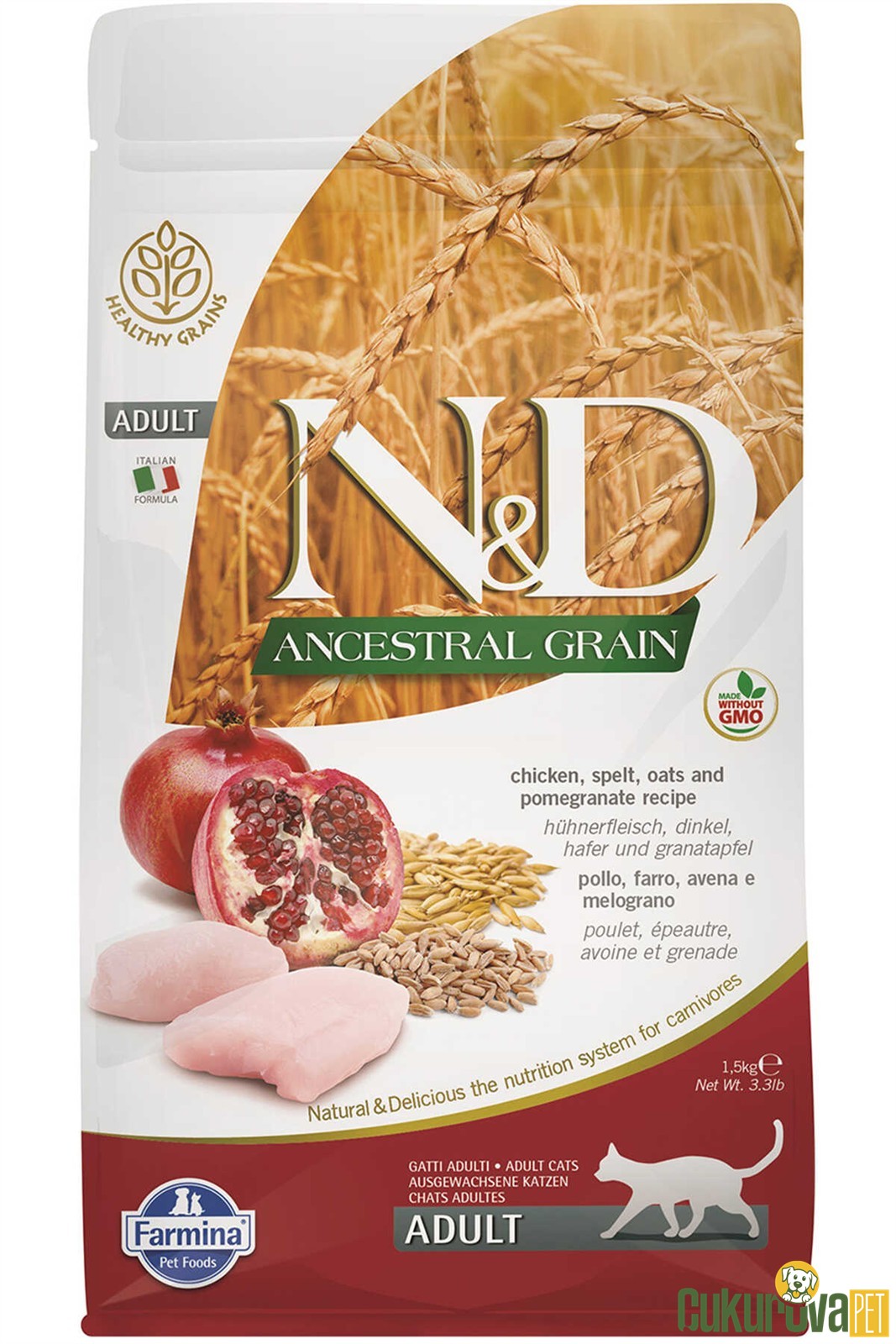 N&D Ancestral Grain Adult Tavuklu Ve Narlı Yetişkin Kedi Maması 1.5 Kg