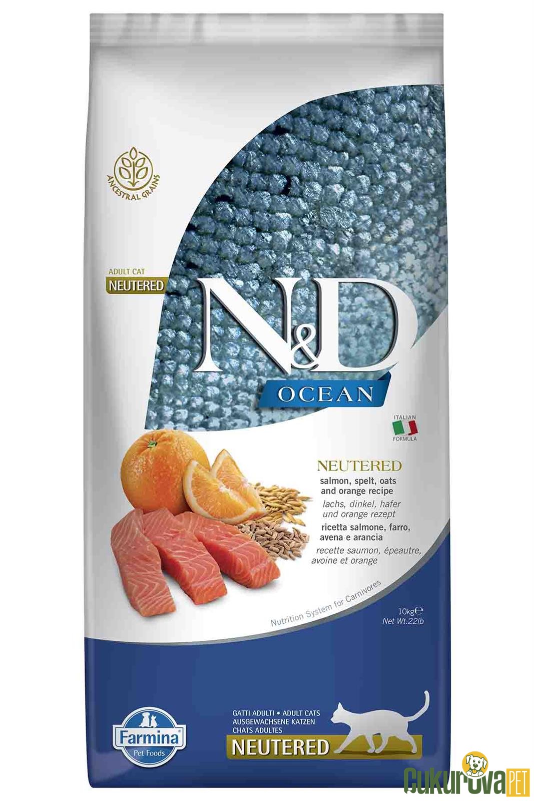 N&D Ocean Neutered Somonlu Ve Portakallı Kısırlaştırılmış Kedi Maması 10 Kg