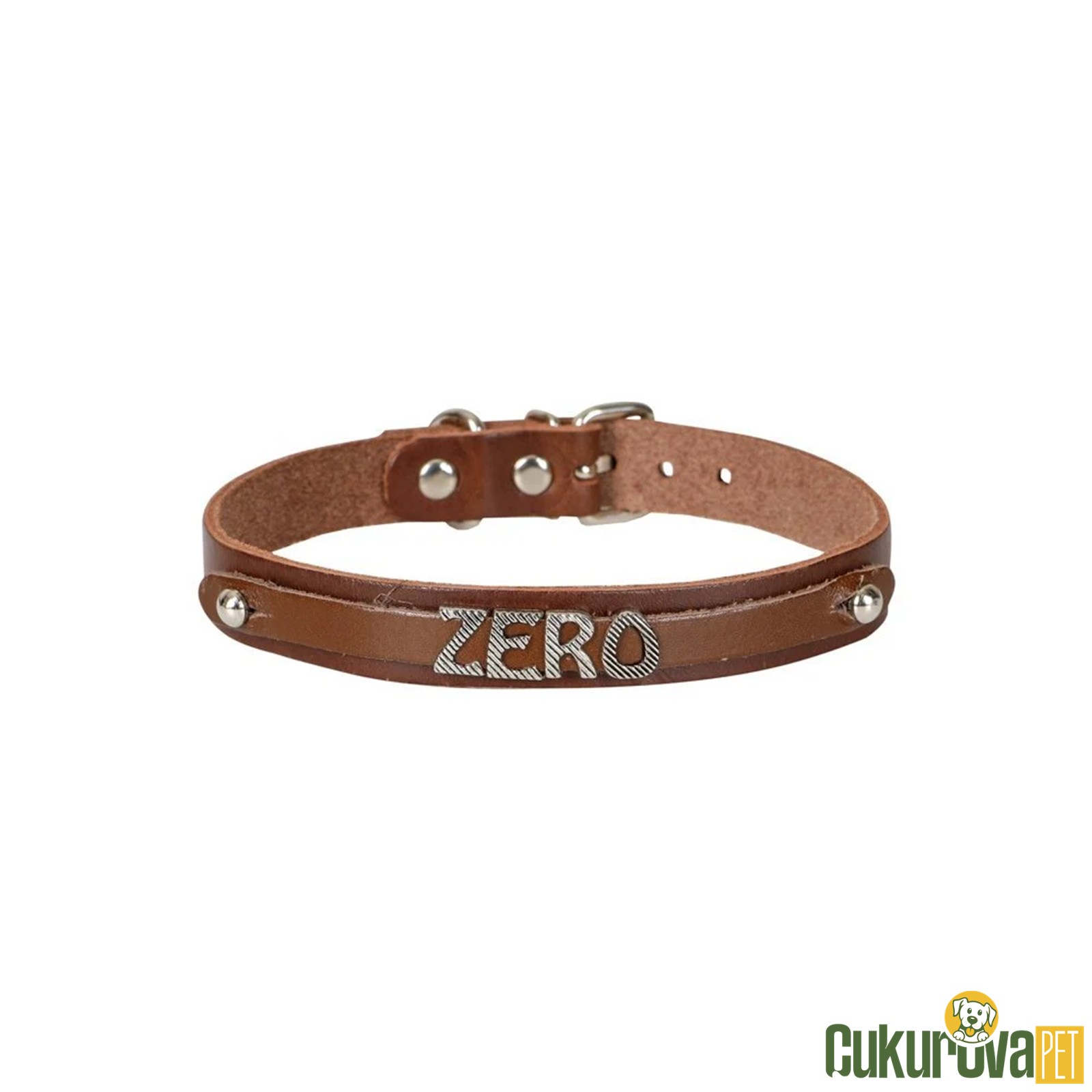 Cattie Gerçek Deriden El Yapımı İsimlikli Kedi Boyun Tasması Xl - 1.5 Mm x 28 - 32 Cm - Kahverengi