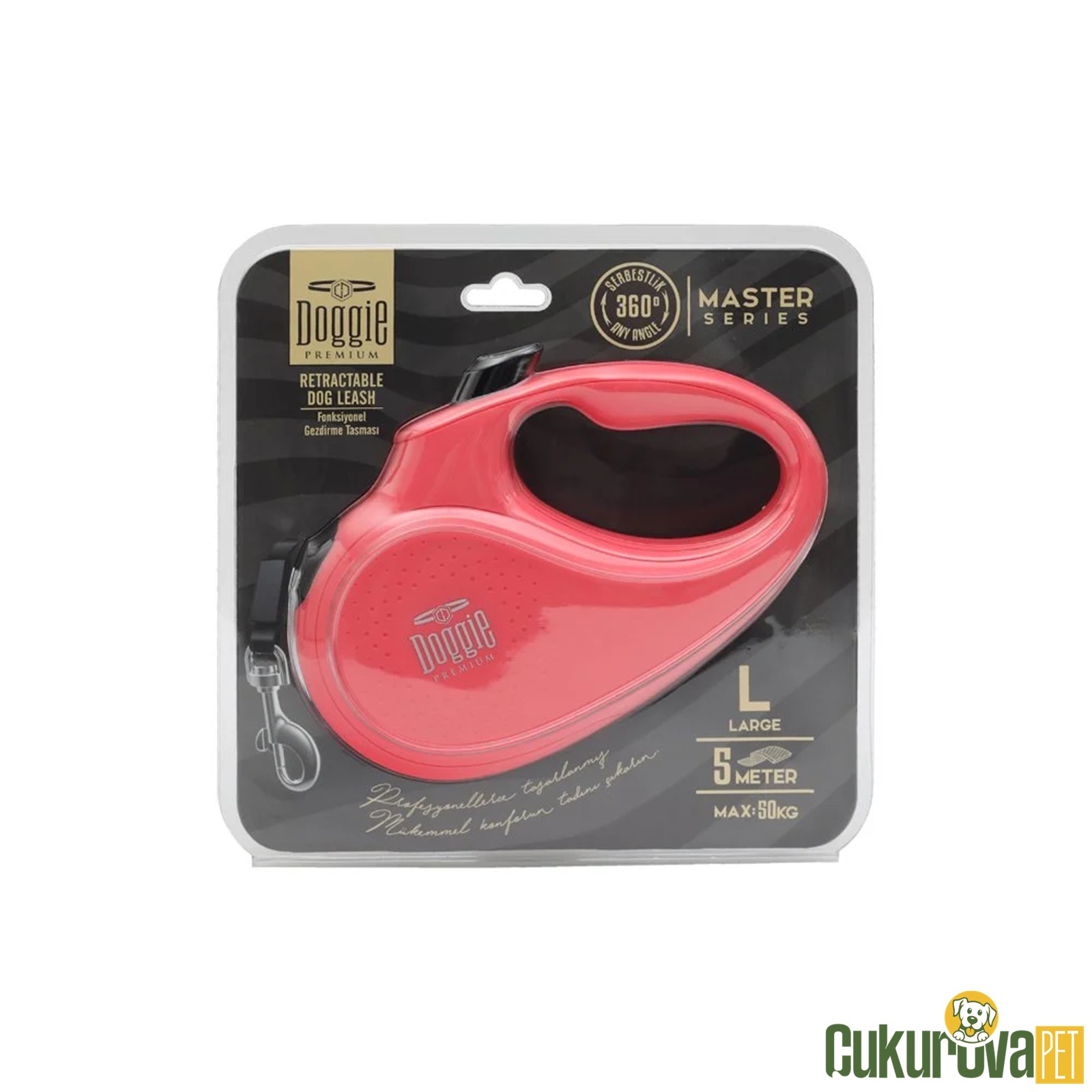 Doggie Master Seri̇si̇ Otomati̇k Uzatma Tasması L - 50 Kg - 5 M - Pembe
