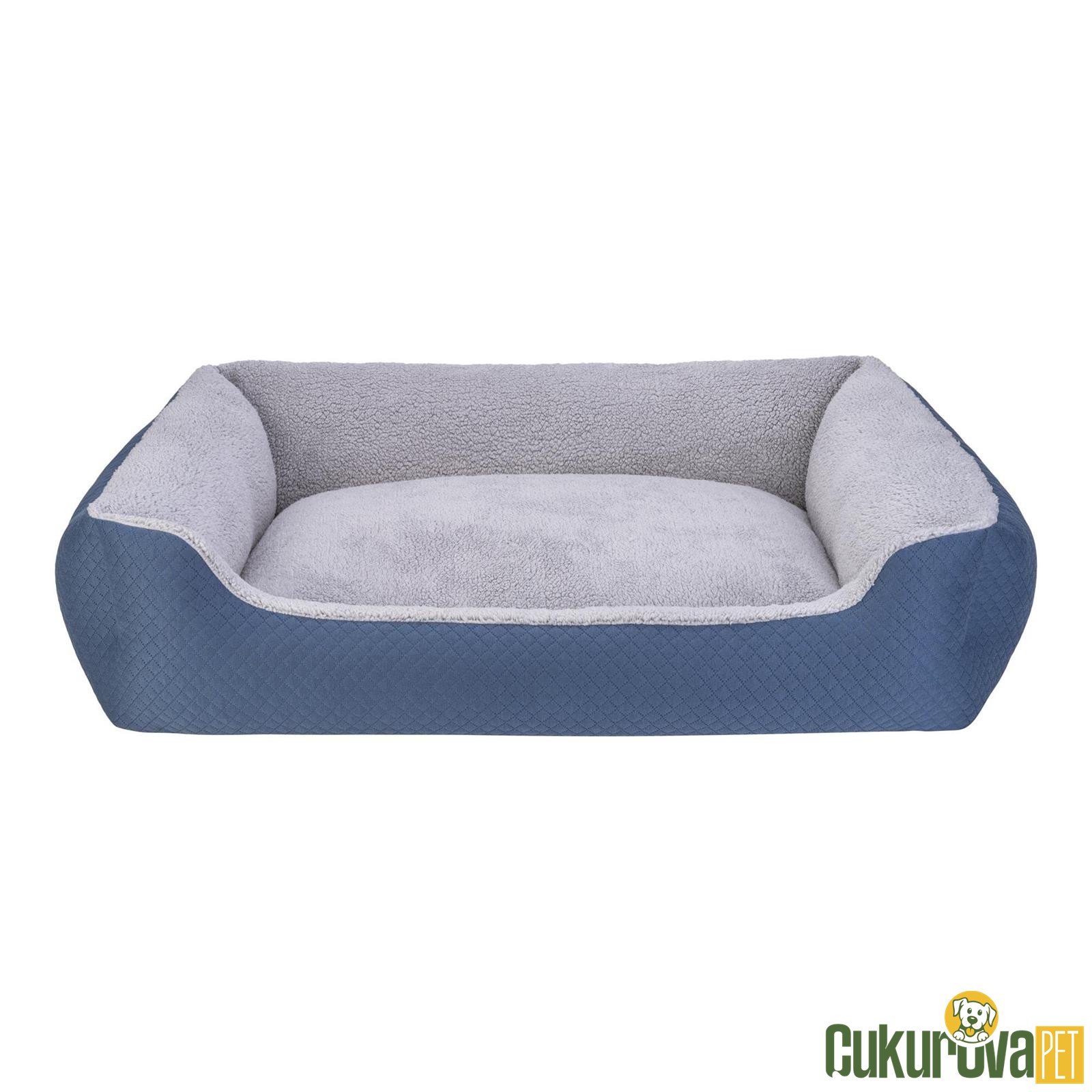 Pet Comfort Bravo Duo Kedi̇ & Köpek Yatağı Mavi̇ - Gri̇ Peluş Xl - 105 x 80 Cm