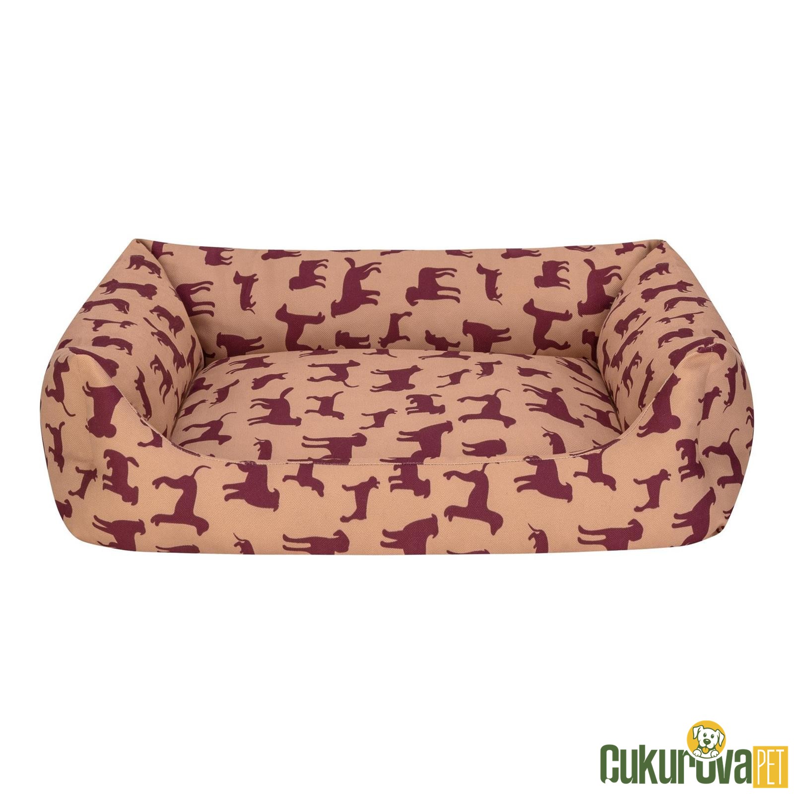 Pet Comfort Uniform Bej - Bordo Kedi̇ & Köpek Yatağı M - 70 x 60 Cm