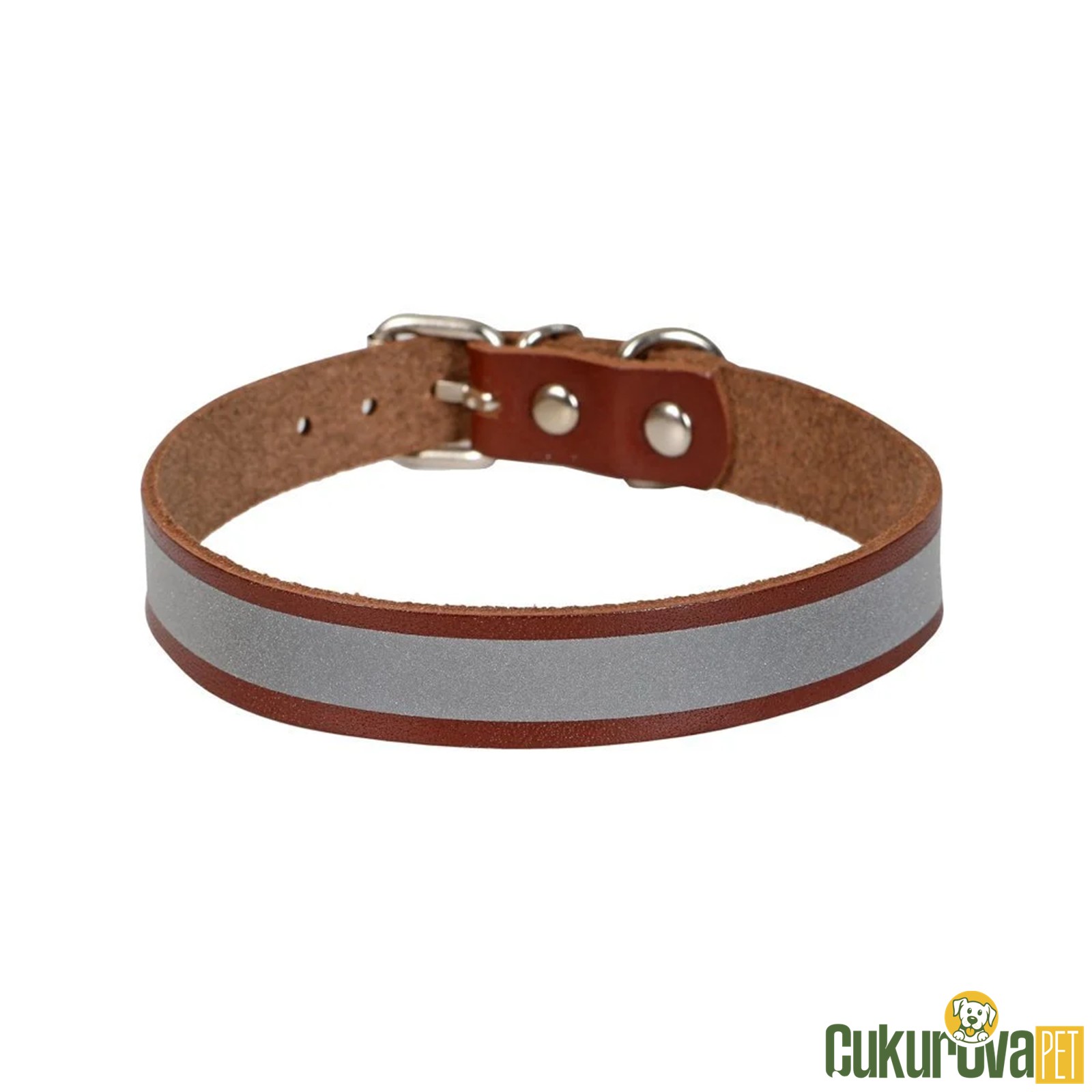 Cattie Gerçek Deriden El Yapımı Reflektörlü Kedi Boyun Tasması Xl - 1.5 Mm x 28 - 32 Cm - Kahverengi