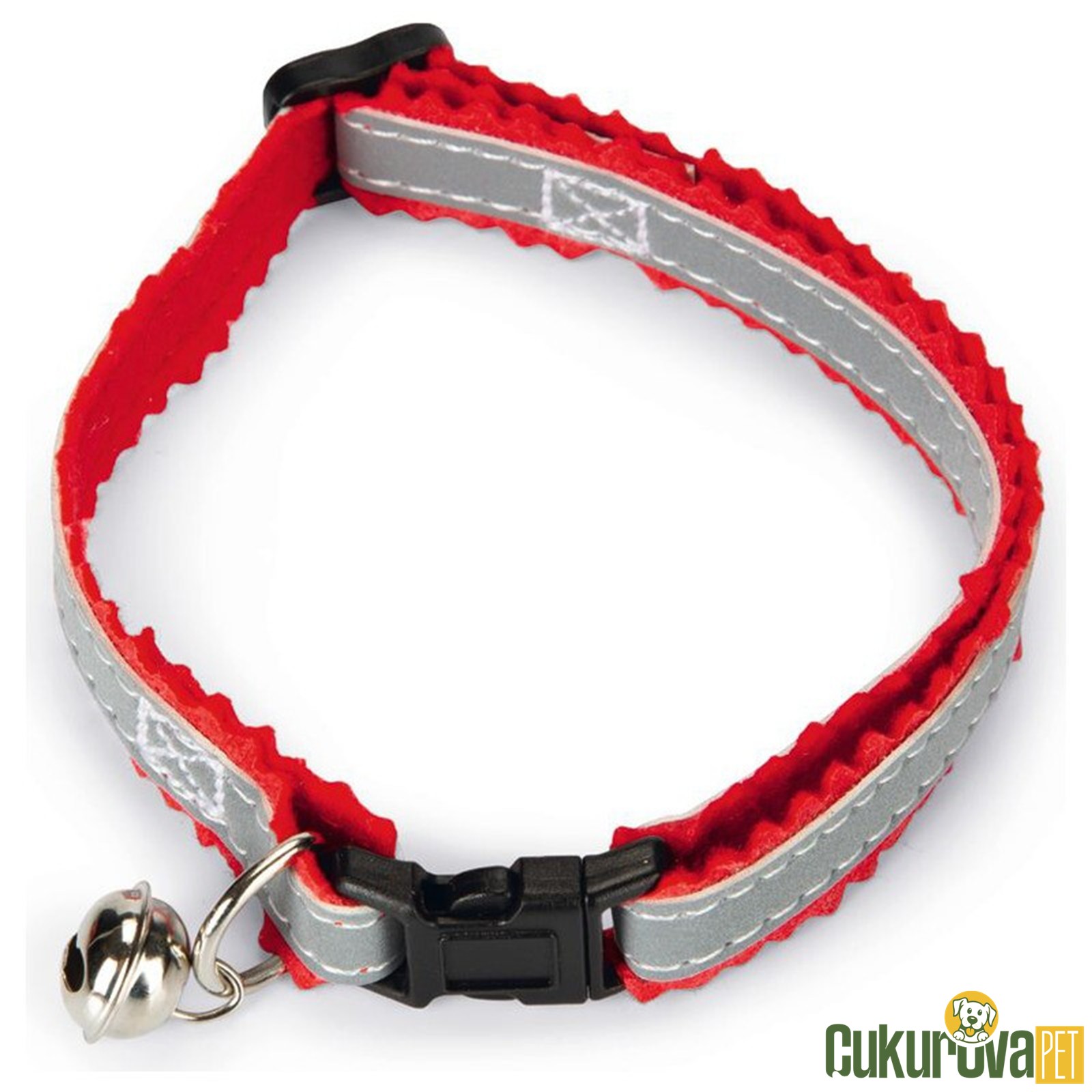 Beeztees Kedi̇ Boyun Tasması Reflektörlü Kırmızı 31 Cm