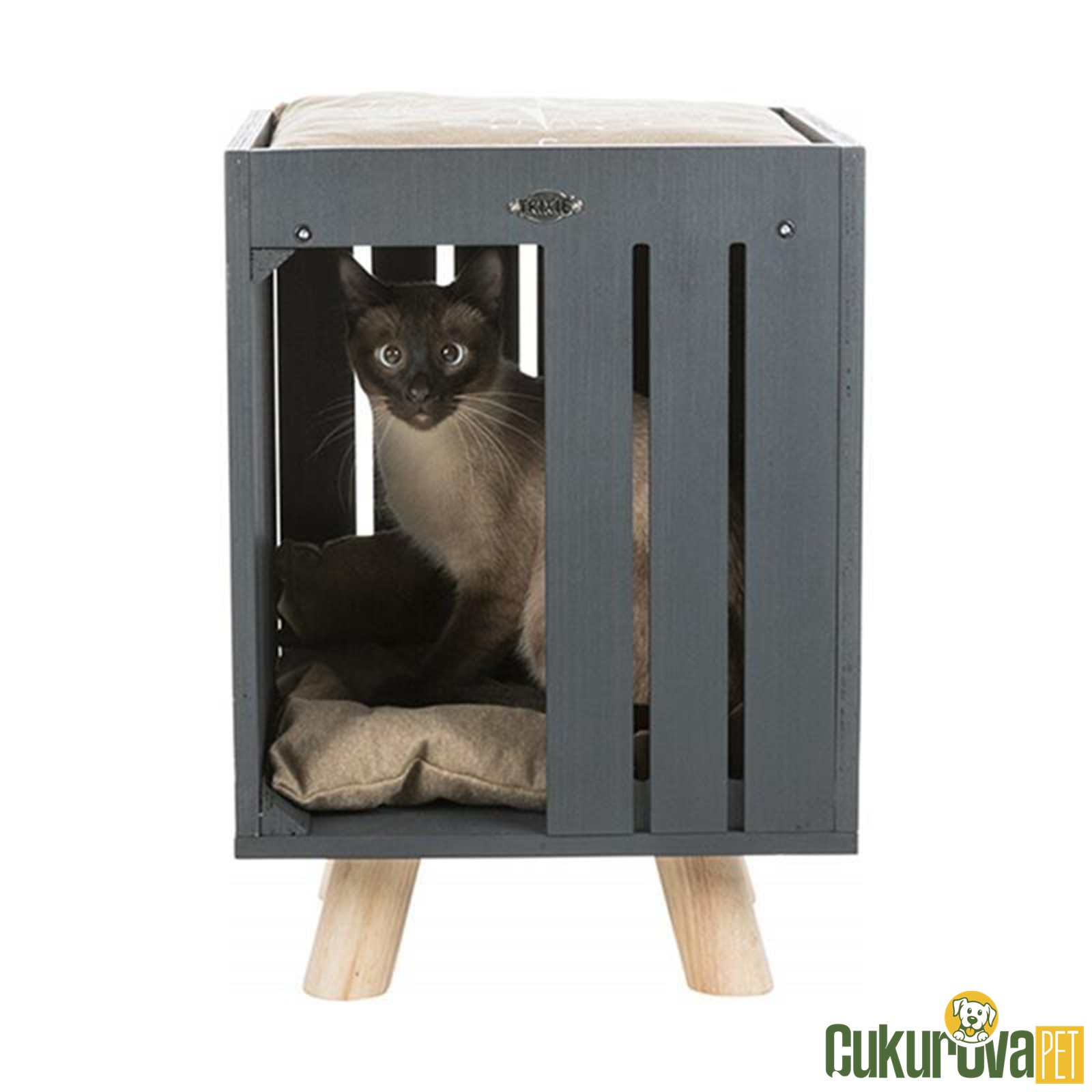 Trixie Kedi̇ Oyun Evi̇ 38 x 38 x 51 Cm - Antrasi̇t Gri̇