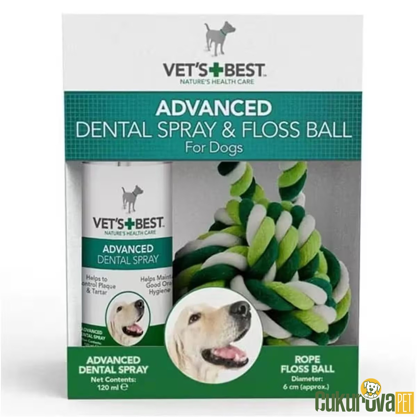 Vet's Best Köpekler İçi̇n Ağız Ve Di̇ş Bakım Spreyi̇ Ve Halat Top 120 Ml