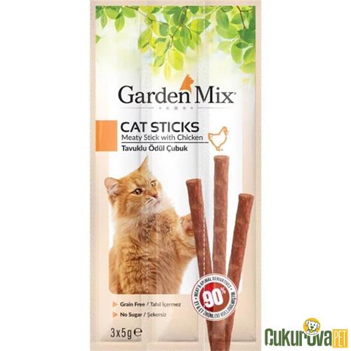 GARDENMIX TAVUKLU TAHILSIZ KEDİ ÖDÜL ÇUBUĞU 15 GR ( 3'LÜ )