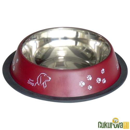 TOMMY KÖPEK ÇELİK MAMA KABI BORDO 24 OZ