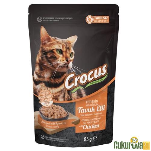 CROCUS TAVUKLU TAHILSIZ YETİŞKİN KEDİ YAŞ MAMASI 85 GR 