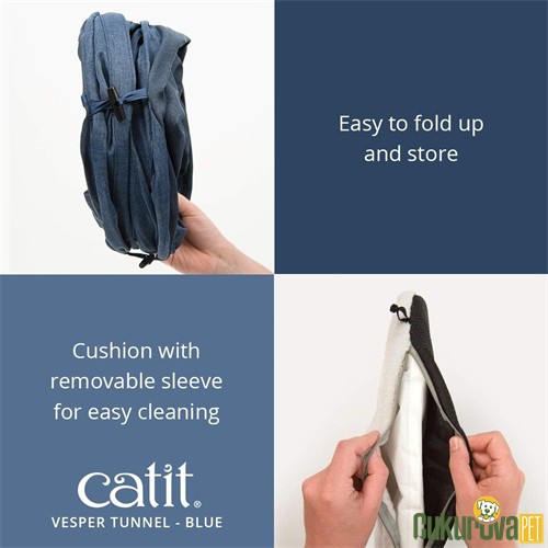 Catit Vesper Yastıklı Kedi Tüneli Mavi 96 Cm