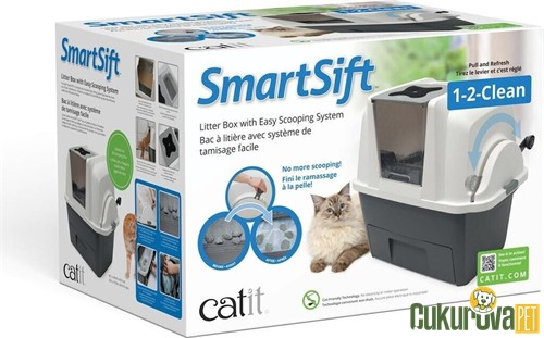 Catit SmartSift Yarı Otomatik Kapalı Kedi Tuvaleti Gri - Beyaz 66 x 48 x 63 Cm
