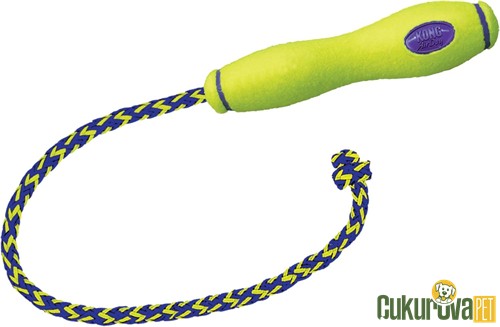 Kong Air Dog Fetch Sesli İpli Köpek Oyuncağı Sarı - L / 28 Cm