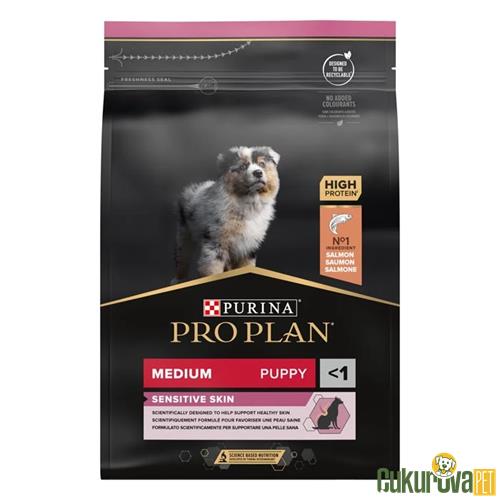 PRO PLAN PUPPY MEDIUM SENSITIVE SKIN SOMONLU ORTA IRK YAVRU KÖPEK MAMASI 3 KG
