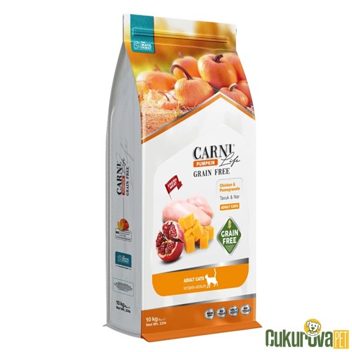 CARNI LIFE PUMPKIN TAHILSIZ TAVUKLU & NARLI YETİŞKİN KEDİ MAMASI 10 KG 