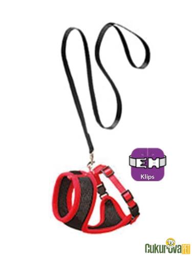 KARLIE KIRMIZI - SİYAH KEDİ GÖĞÜS TASMASI - 30 CM