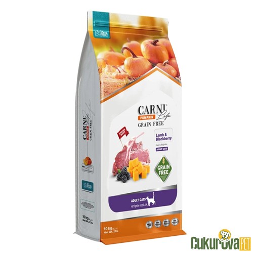 CARNI LIFE PUMPKIN TAHILSIZ KUZU ETLİ & YABAN MERSİNLİ YETİŞKİN KEDİ MAMASI 10 KG 