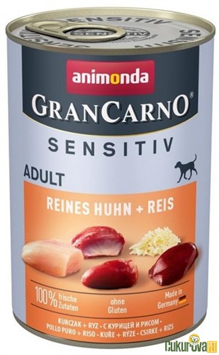 ANIMONDA GRAN CARNO SENSITIV TAVUKLU VE PİRİNÇLİ KÖPEK KONSERVESİ 400 GR