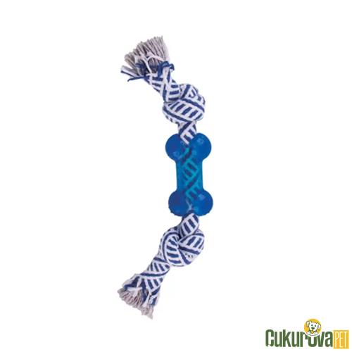 EASTLAND KEMİK ŞEKLİNDE İPLİ KÖPEK OYUNCAĞI MAVİ - BEYAZ 24 CM 