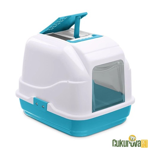 IMAC EASY CAT KAPALI KEDİ TUVALETİ - MAVİ - 50 x 40 x 40 CM