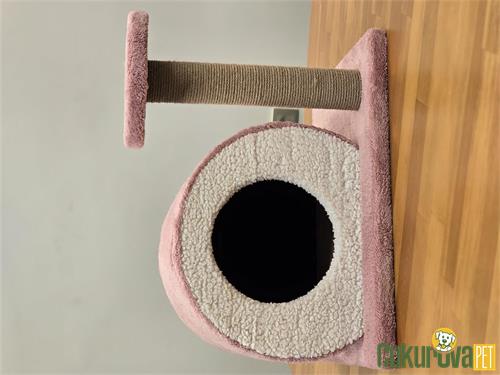 C.P. KEDİ EVİ YUVARLAK TIRMALAMALI 50 x 40 x 35 CM - PEMBE
