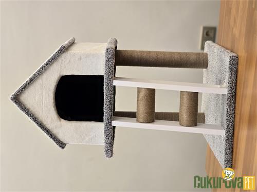 C.P. KEDİ EVİ 2 KATLI MERDİVENLİ 40 x 50 x 80 CM - GRİ