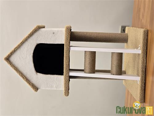 C.P. KEDİ EVİ 2 KATLI MERDİVENLİ 40 x 50 x 80 CM - AÇIK KAHVERENGİ
