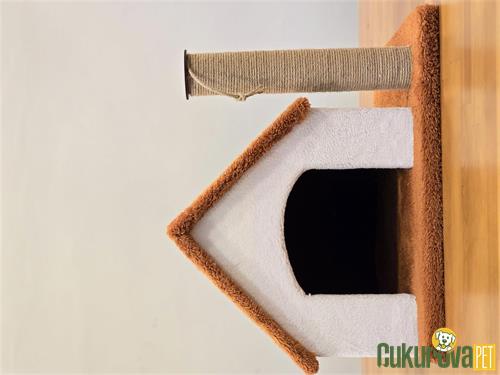 C.P. ÇATILI KEDİ EVİ TIRMALAMALI 50 x 40 x 35 CM - KAHVERENGİ