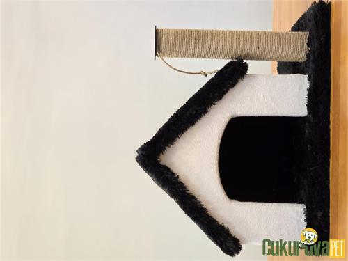 C.P. ÇATILI KEDİ EVİ TIRMALAMALI 50 x 40 x 35 CM - SİYAH