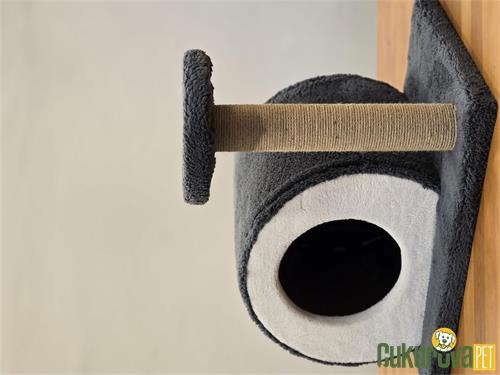 C.P. KEDİ EVİ YUVARLAK TIRMALAMALI 50 x 40 x 35 CM - ANTRASİT
