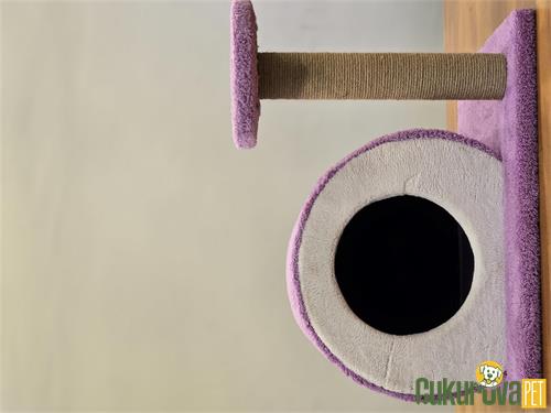 C.P. KEDİ EVİ YUVARLAK TIRMALAMALI 50 x 40 x 35 CM - MOR