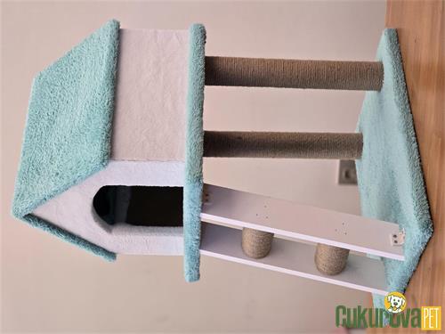 C.P. KEDİ EVİ 2 KATLI MERDİVENLİ 40 x 50 x 80 CM - YEŞİL