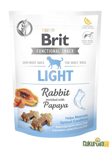 BRIT LIGHT TAVŞANLI VE PAPAYALI KİLO KONTROLÜ SAĞLAYAN KÖPEK ÖDÜLÜ 150 GR