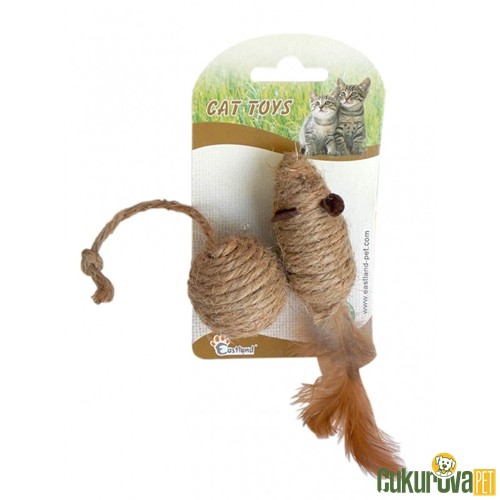 EASTLAND HASIR ÖRGÜLÜ TOP VE FARE KEDİ OYUNCAĞI 7 CM