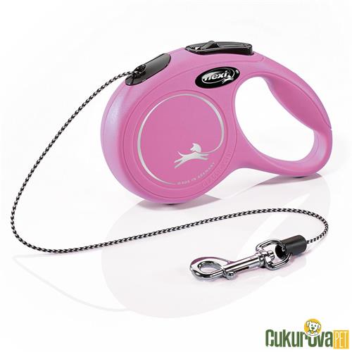 FLEXI NEW CLASSIC OTOMATİK İP KÖPEK GEZDİRME KAYIŞI 3 M - PEMBE - XS