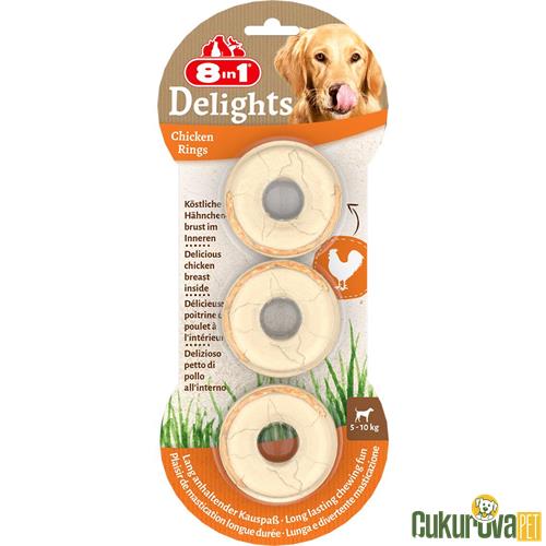 8 IN 1 DELIGHTS BONES HALKA ŞEKLİNDE KÖPEK AĞIZ BAKIM KEMİĞİ 3'LÜ - 119 GR