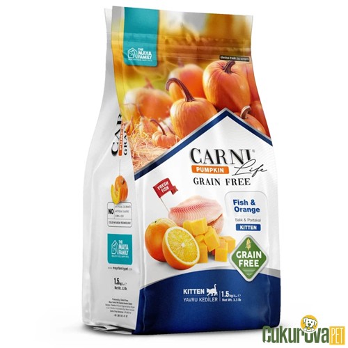 CARNI LIFE PUMPKIN TAHILSIZ BALIK & PORTAKAL YAVRU KEDİ MAMASI 1.5 KG