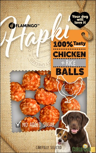 FLAMINGO TAVUKLU VE PİRİNÇLİ TOP KÖPEK ÖDÜL MAMASI 75 GR
