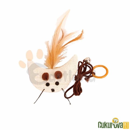 EASTLAND KEDİ OYUNCAĞI TÜYLÜ PELUŞ AY PARMAK İPLİ 8.5 x 4 CM - BEJ 