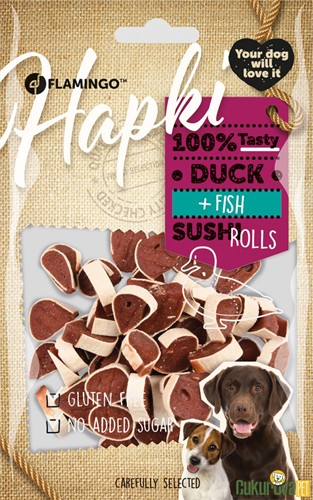 FLAMINGO HAPKI SUSHI ÖRDEKLİ VE BALIKLI KÖPEK ÖDÜL MAMASI 85 GR