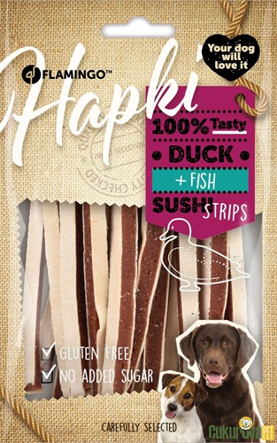 FLAMINGO HAPKI SUSHI STRIPS ÖRDEKLİ VE BALIKLI KÖPEK ÖDÜL MAMASI 85 GR