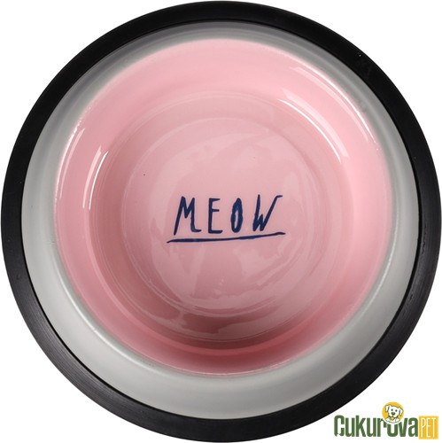 Flamingo Nell Kedi & Köpek Çelik Kaymaz Mama Ve Su Kabı Gri & Pembe - 450 Ml