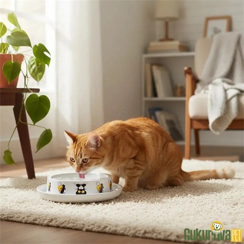 Moderna Trendy Kedi ve Fare Desenli Kedi Mama Kabı 210 Ml