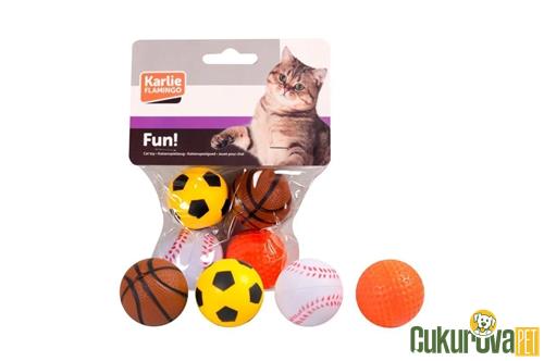KARLIE KEDİLER İÇİN SÜNGER TOP OYUNCAK 4 ADET 4 CM