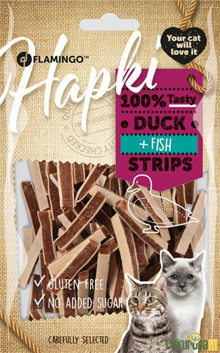 FLAMINGO HAPKI STRIPS ÖRDEKLİ VE BALIKLI KEDİ ÖDÜL MAMASI 85 GR