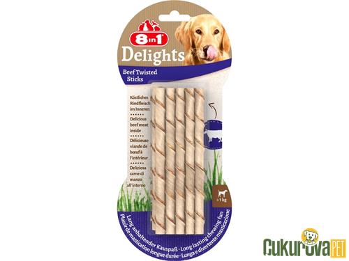 8 IN 1 DELIGHTS TWISTED STICKS SIĞIR ETLİ KÖPEK KEMİĞİ 10 ADET - 55 GR