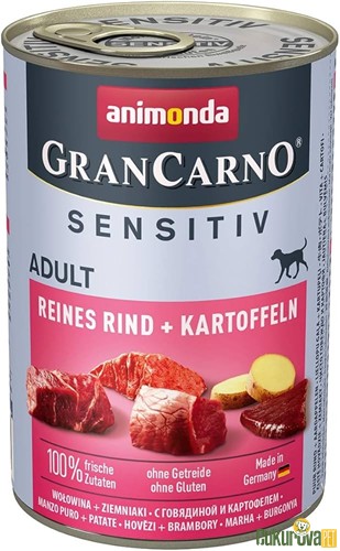 ANIMONDA GRAN CARNO SENSITIV SIĞIR ETLİ VE PATATESLİ KÖPEK KONSERVESİ 400 GR