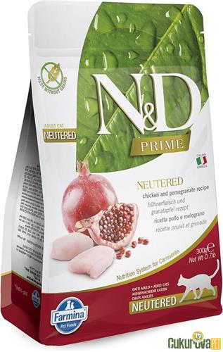 N&D PRİME TAVUKLU VE NARLI TAHILSIZ KISIRLAŞTIRILMIŞ KEDİ MAMASI 1.5 KG